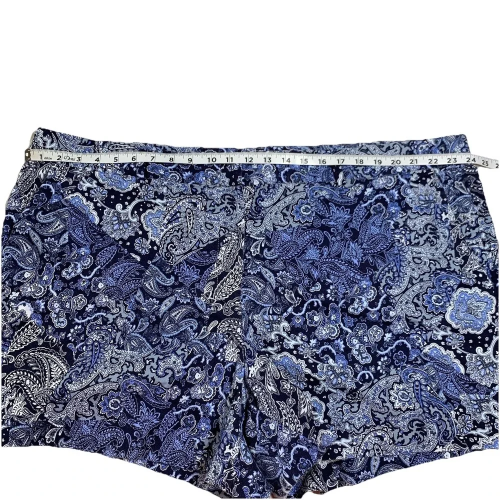 Michael Kors Blue White Paisley Shorts Women's 24W‎ Dress Casual Stretch Pockets